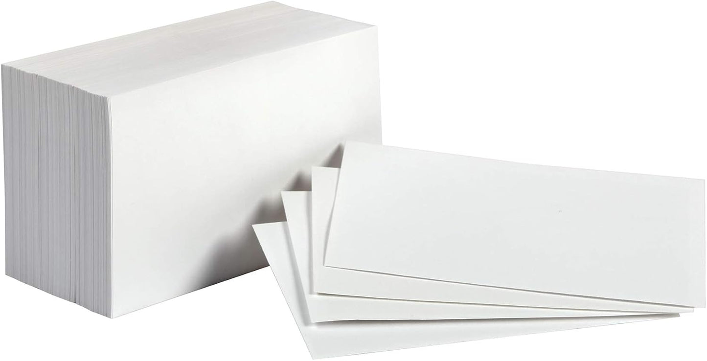 Amazon Basics Blank Index Cards, 1000 Count, 10 Pack of 100, White, 3" x 5"