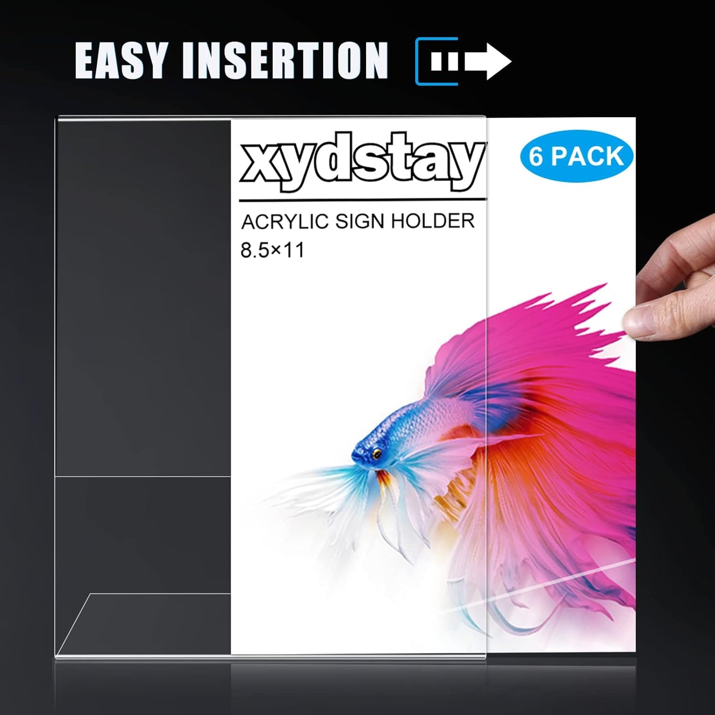 6pack 8.5x11 Acrylic, L Shape Clear Plastic, Menu Holder, Unbreakable Table sign holder for Restaurant, Office, School, Store and Home Use