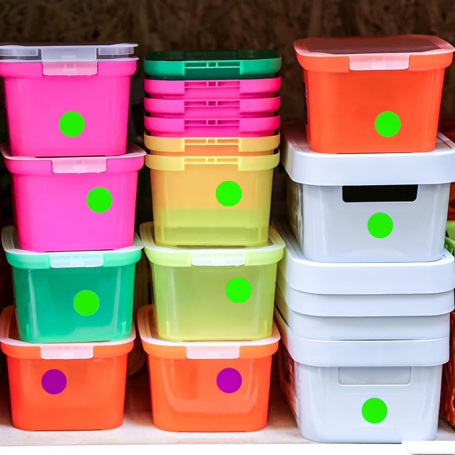 ChromaLabel 3 Inch Round Sticker Labels, High Visibility Permanent Sticky Dots Color Coding Label, Easy to Write On Color Coded Stickers - 500 Colored Labels per Roll - Matte Finish Fluorescent Green