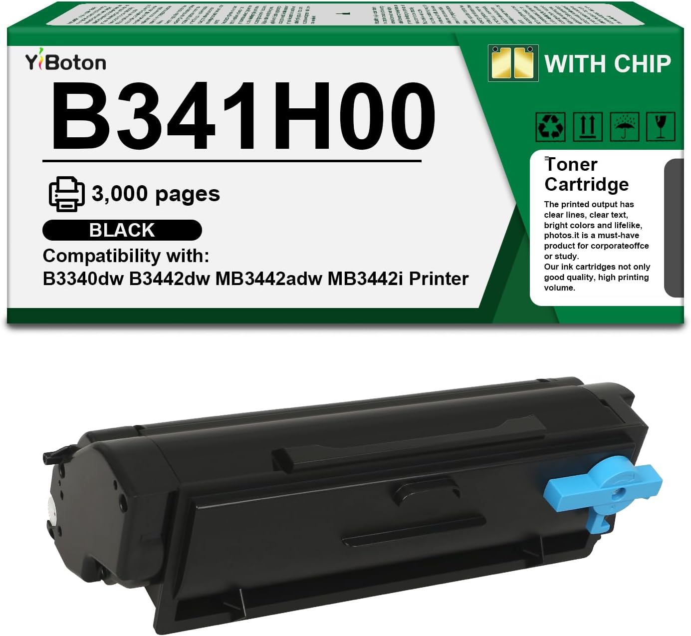 High Yield B341H00 Black Toner Cartridge Compatible with Lexmark B341H00 Toner Cartridge for B341H00 B3340 B3442 MB3442 Laser Printer (3,000 Pages)