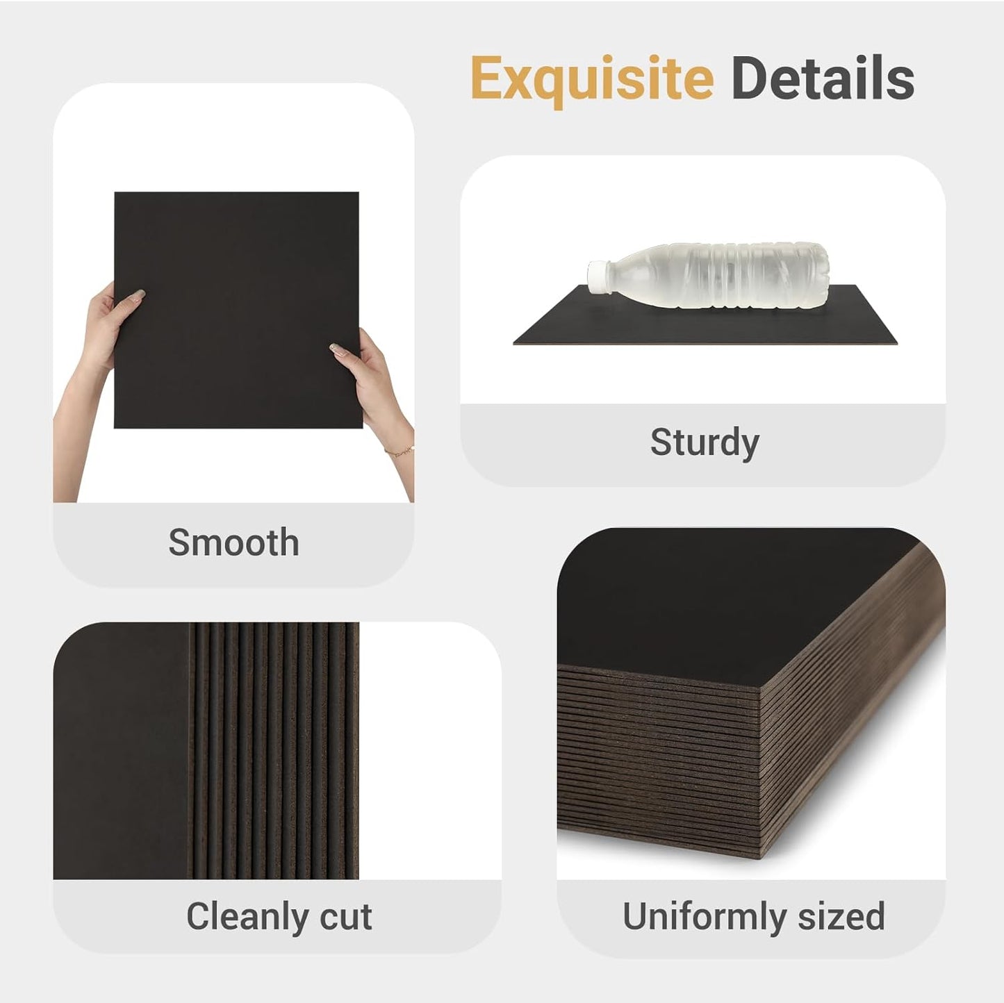 25 Pcs Book Board, Binder Board, Cover Board, Heavy Duty Chipboard for Book Binding, DIY Cardboard (Black, 9 x 6 Inch 80PT)