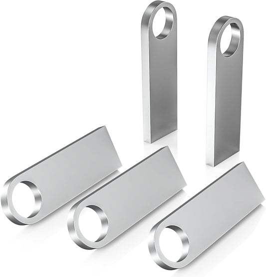 ABLAZE 8GB Flash Drive 5 Pack, Metal USB 2.0 Thumb Drives with Keychains USB Stick Pendrive (Sliver)