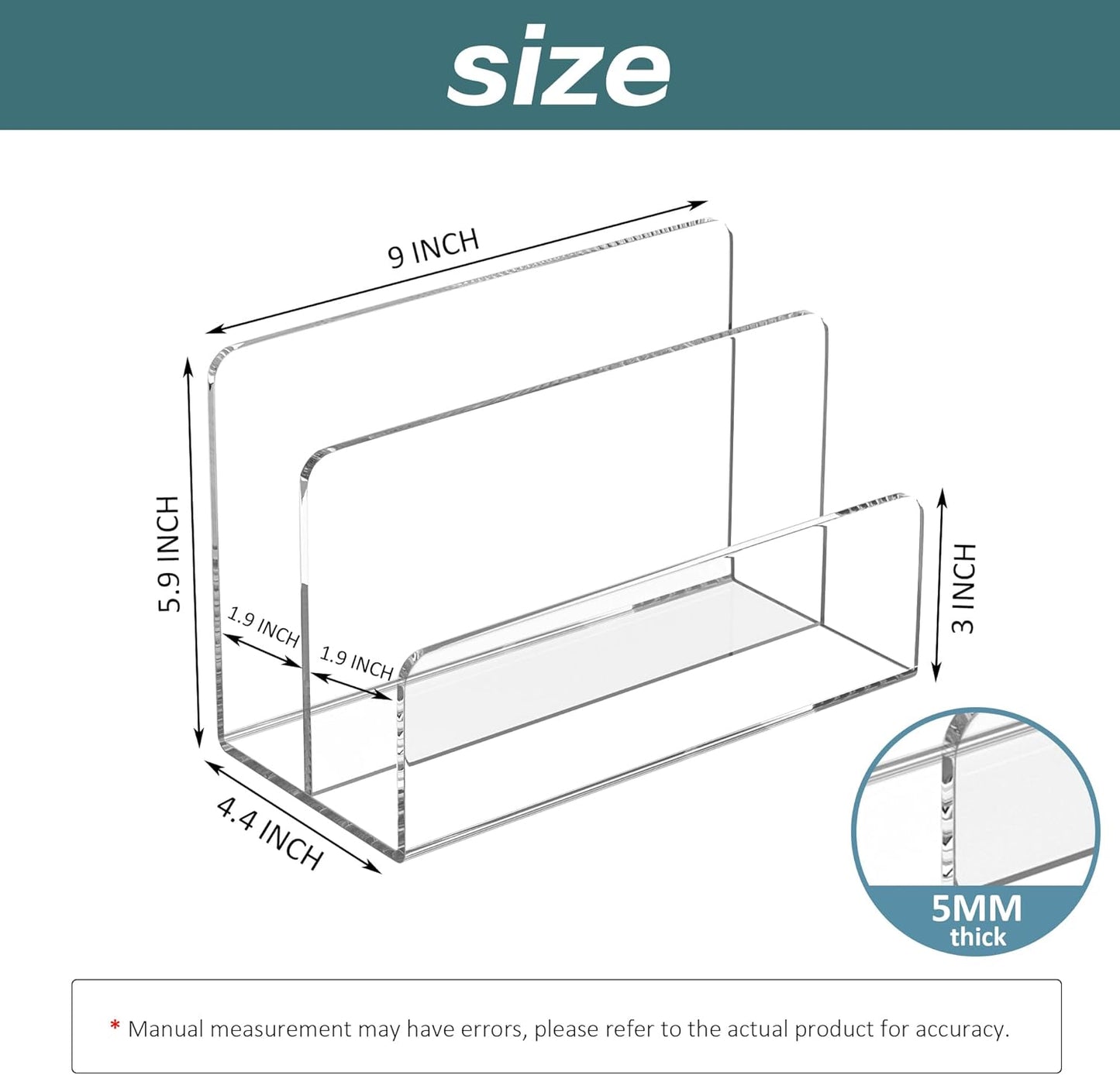 Acrylic File Holder 2 Compartment, Clear Desk File Organizer, Office Magazine File Folder Organizer