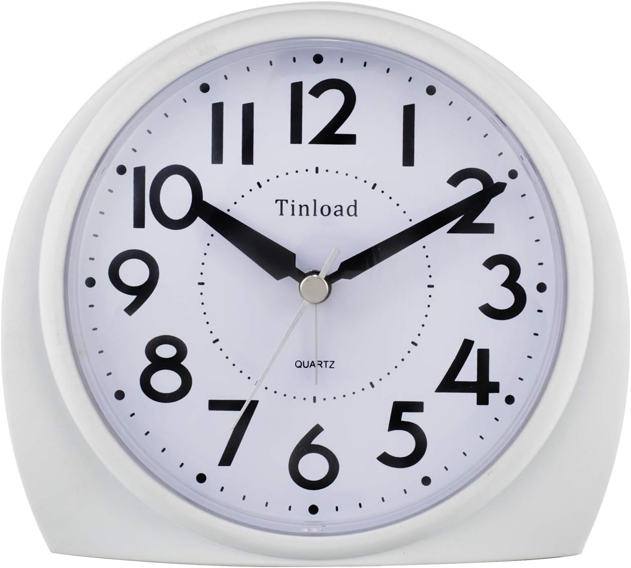 5.5" Large Analog Alarm Clock Silent Non Ticking, Gentle Wake, Beep Sounds, Increasing Volume, Battery Operated Snooze and Manual Light, Easy Set,White(Best for Elder)