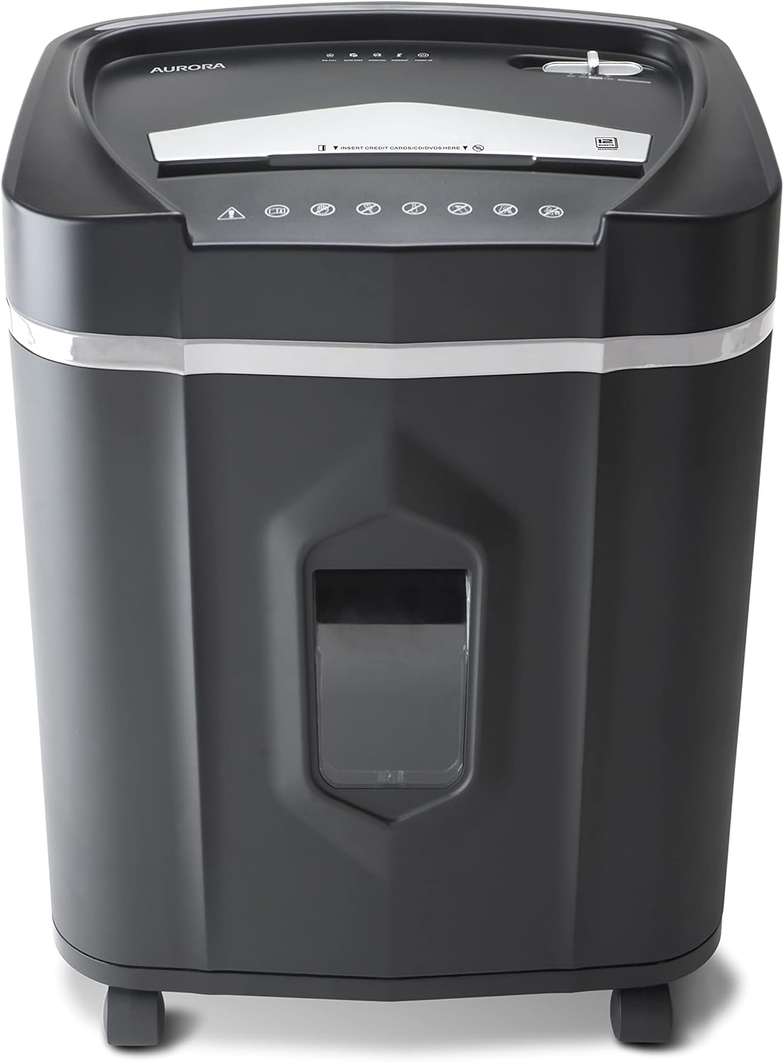 Aurora High-Security 12-Sheet Micro-Cut Paper/CD and Credit Card Shredder with 5 Gallon Pullout Basket / 60 Mins Running Time/Security Level P-4