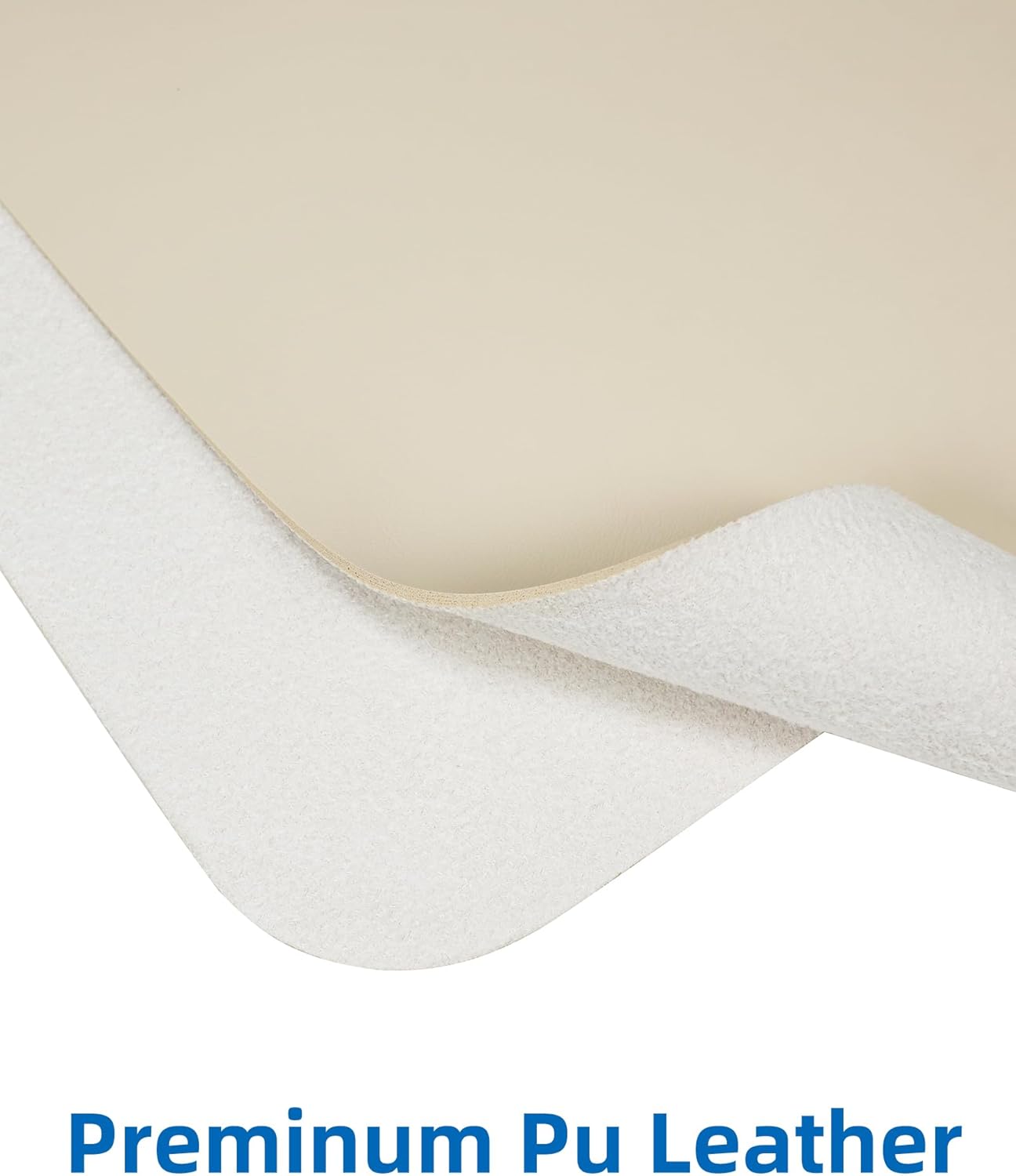 AFIING Leather Desk Pad Protector,Mouse Pad,Office Desk Mat, Non-Slip PU Leather Desk Blotter,Large Desk mat,Waterproof Keyboard mat for Office/Home/Decor (Beige,35"" x 17"")