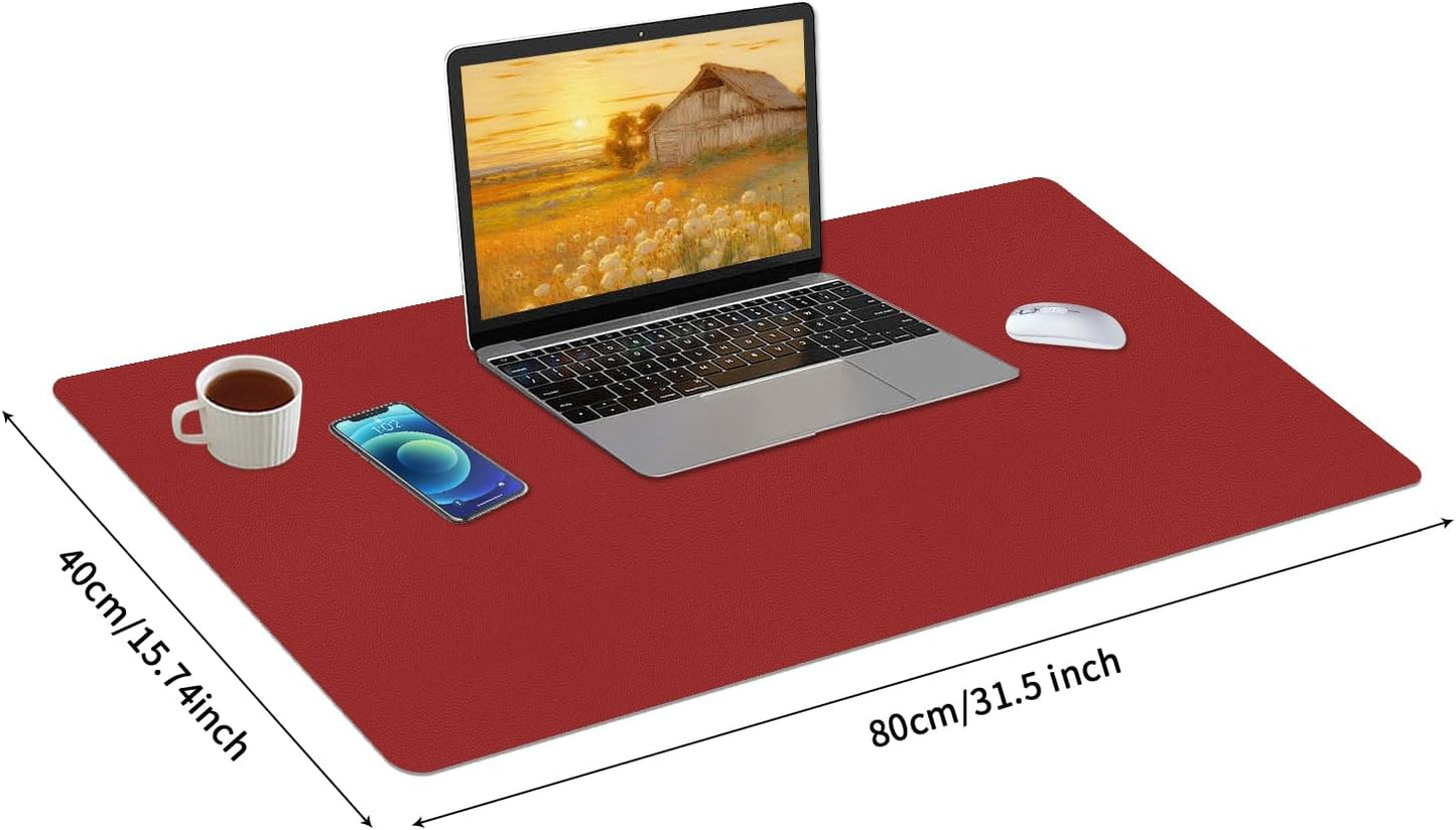 Bloss Red Desk Mat, Leather Desk Matt for Desktop, Waterproof Large Desk Pad, Keyboard Mat, Computer Mat for Office/Home/Decor(31.5 x 15.7 Inches)