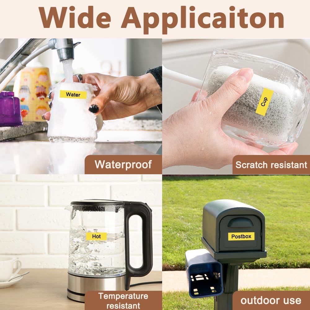 Hehua Tape Tze Tz 9mm 0.35 Laminated Yellow Compatible for Brother P-Touch TZe-621 TZe621 TZ-621 TZ621 Tape for Ptouch PT D210 D220 D200 D610 H110 1880, 3/8'' x 26.2ft Black on Yellow, 3 Pack