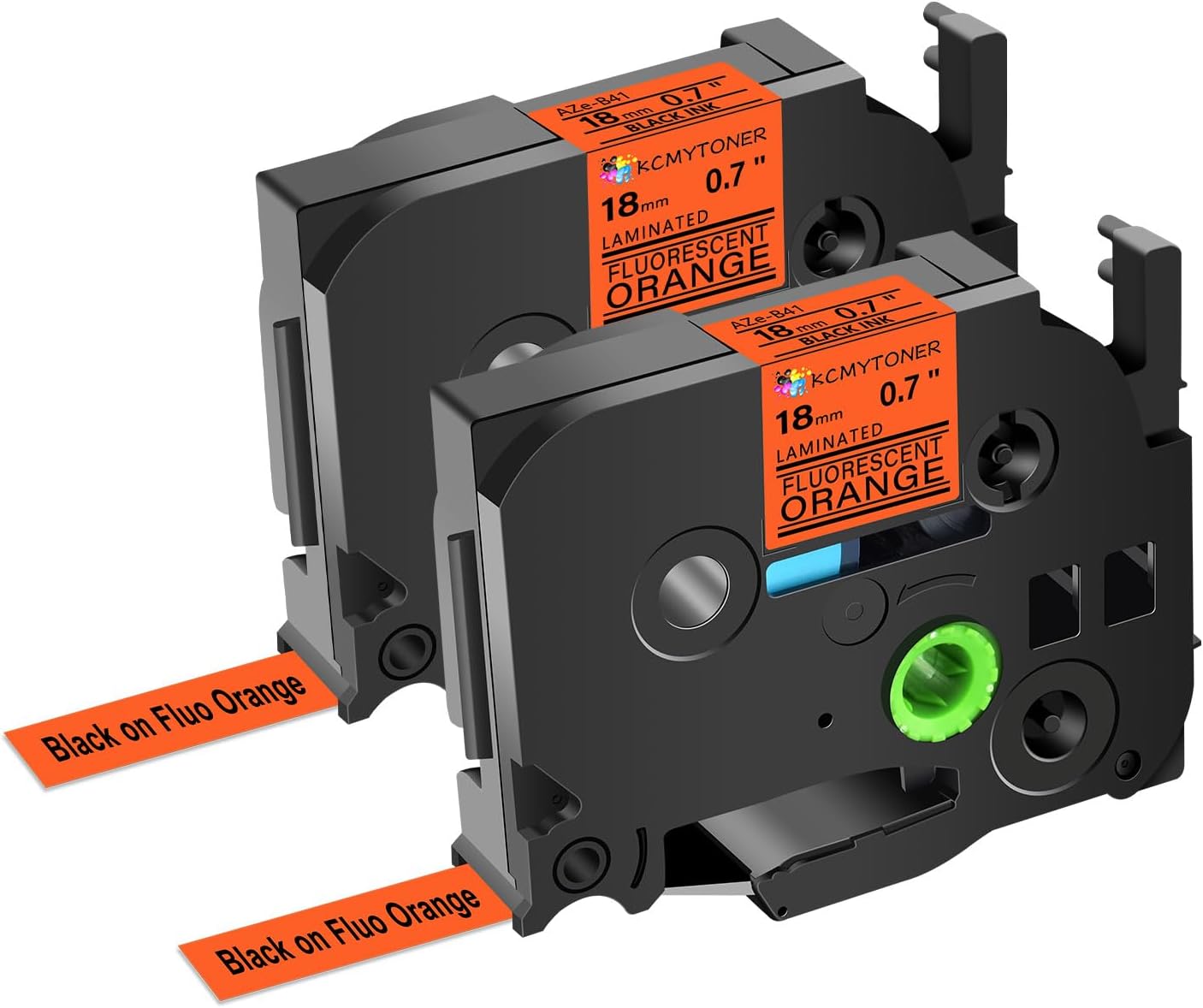 2 Pack Compatible for Ptouch TZe-B41 TZ-B41 TZe TZ Label Tape 18mm 0.7'' Laminated Black on Fluo Orange Label Maker Tape for PT-D600 PT-D610BT PT-D600VP PT-P710BT PT-P750W