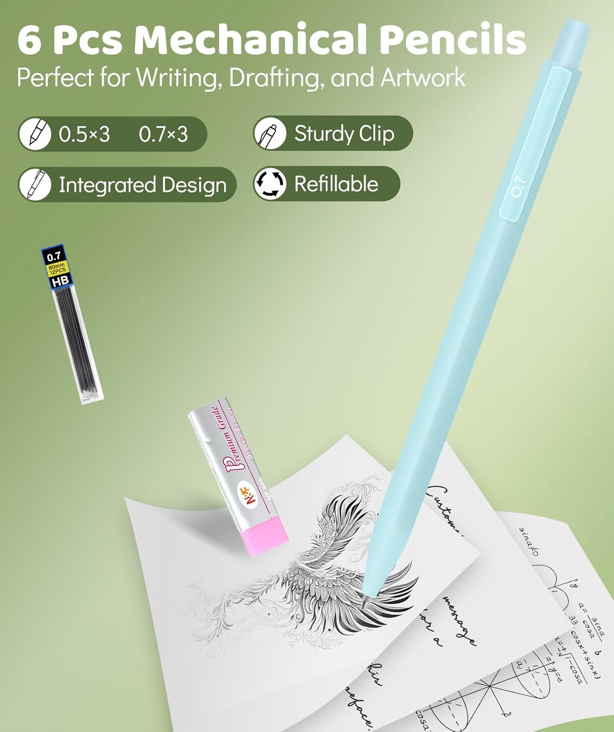 46 PCS Aesthetic School Supplies with Pencil Case, Pastel Highlighters, Erasable Pens, Refills, Mechanical Pencils for Students Stationary College Essentials