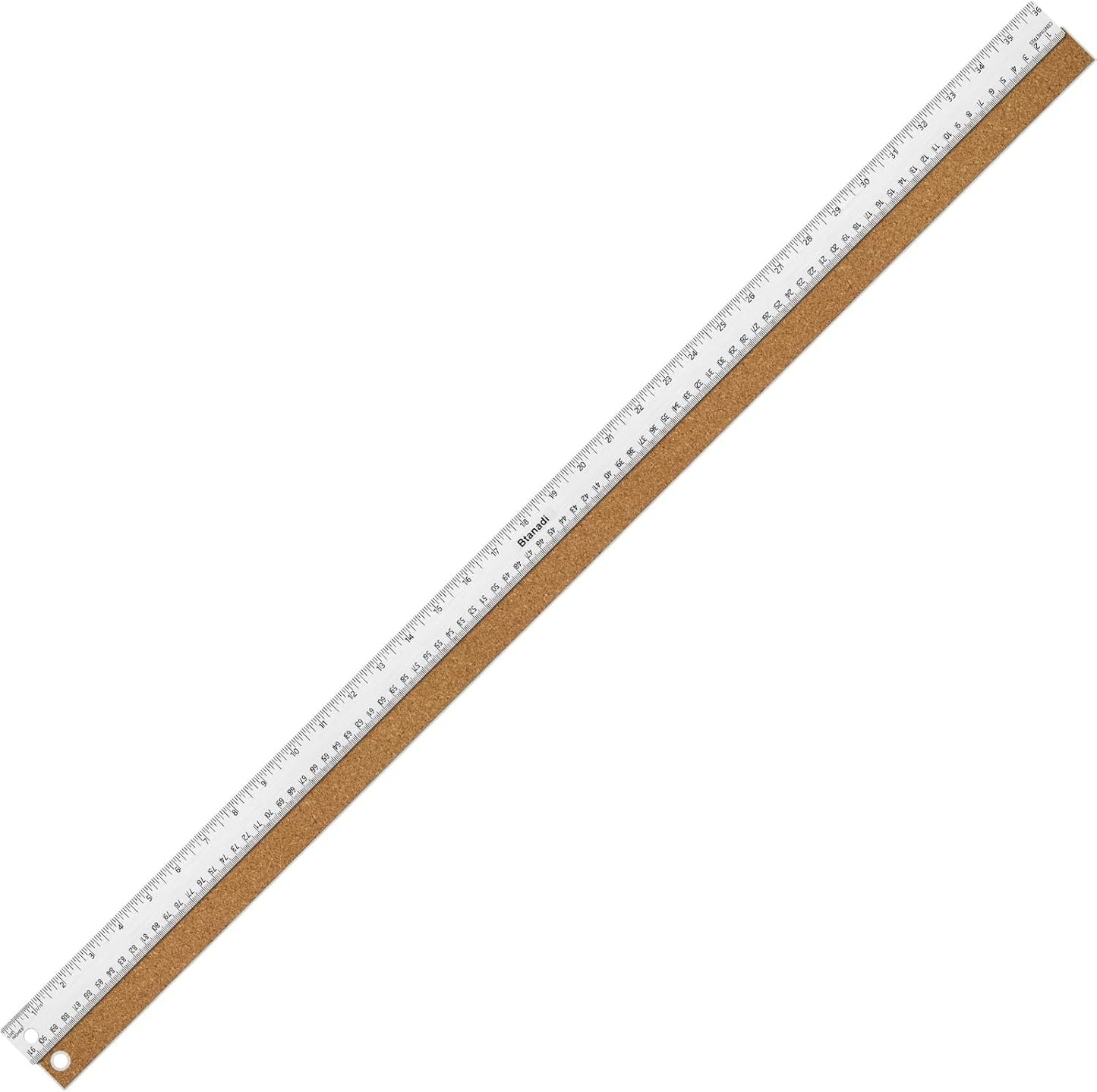 36 Inch Metal Ruler, Stainless Steel Straight Edge Ruler with Cork Backing, Non-Slip Imperial & Metric Measuring Tool for School, Office, Woodworking, Drafting