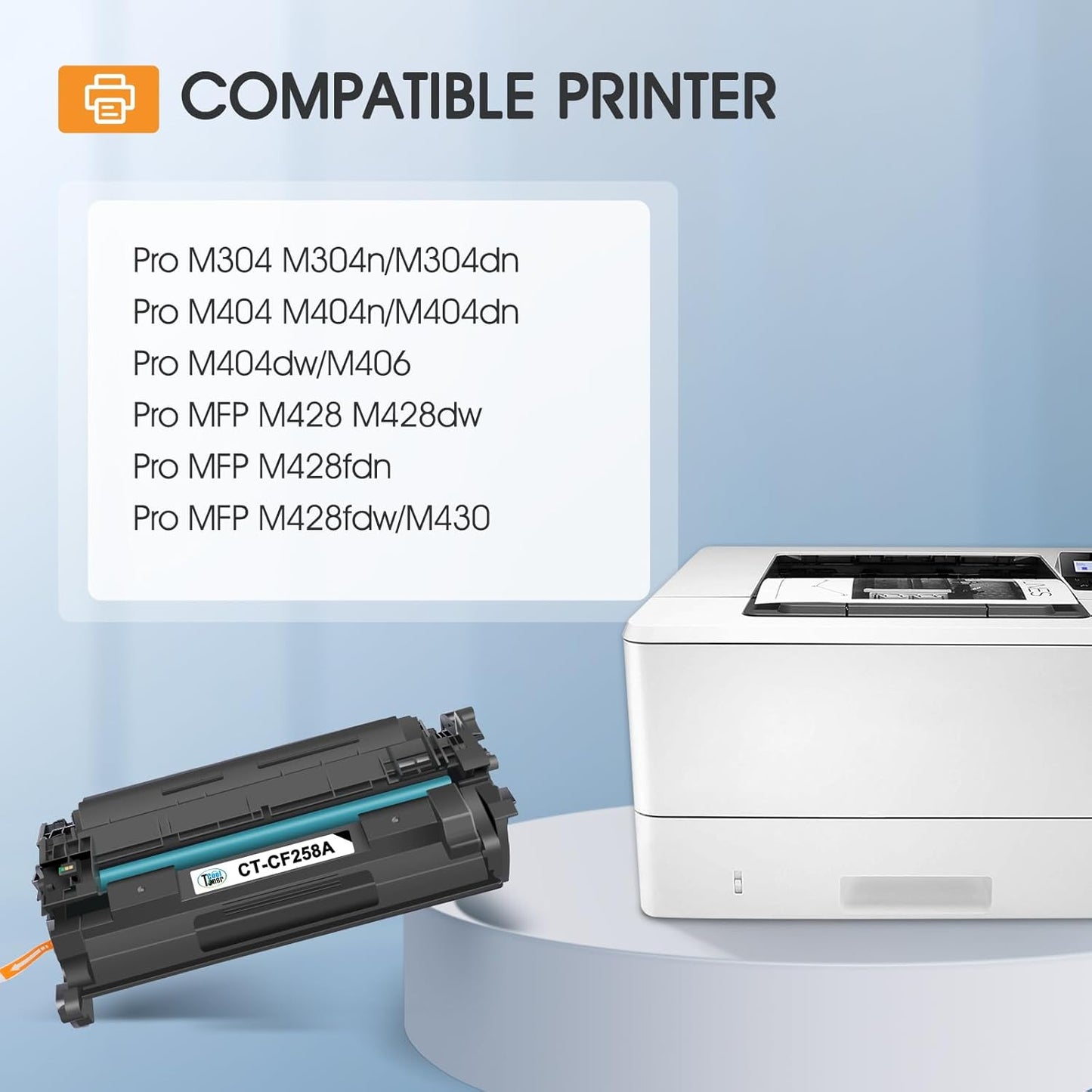 CF258A 58A Toner Cartridge Black M404n Compatible Replacement for HP 58A CF258A 58X CF258X Toner for HP Laserjet Pro M404n M404dn MFP M428fdw M428fdn M428dw Printer Ink High Yield 2 Pack with Chip