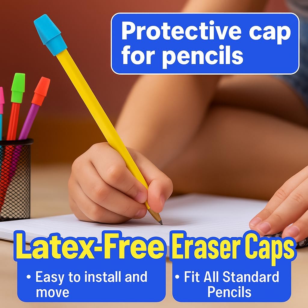 Cap Erasers for Pencils Pulk - Pencil Top Erasers Cap Erasers Toppers for Latex Free Assorted Colors School Supplies for Teachers Sudents Classroom Home and Office (1000)