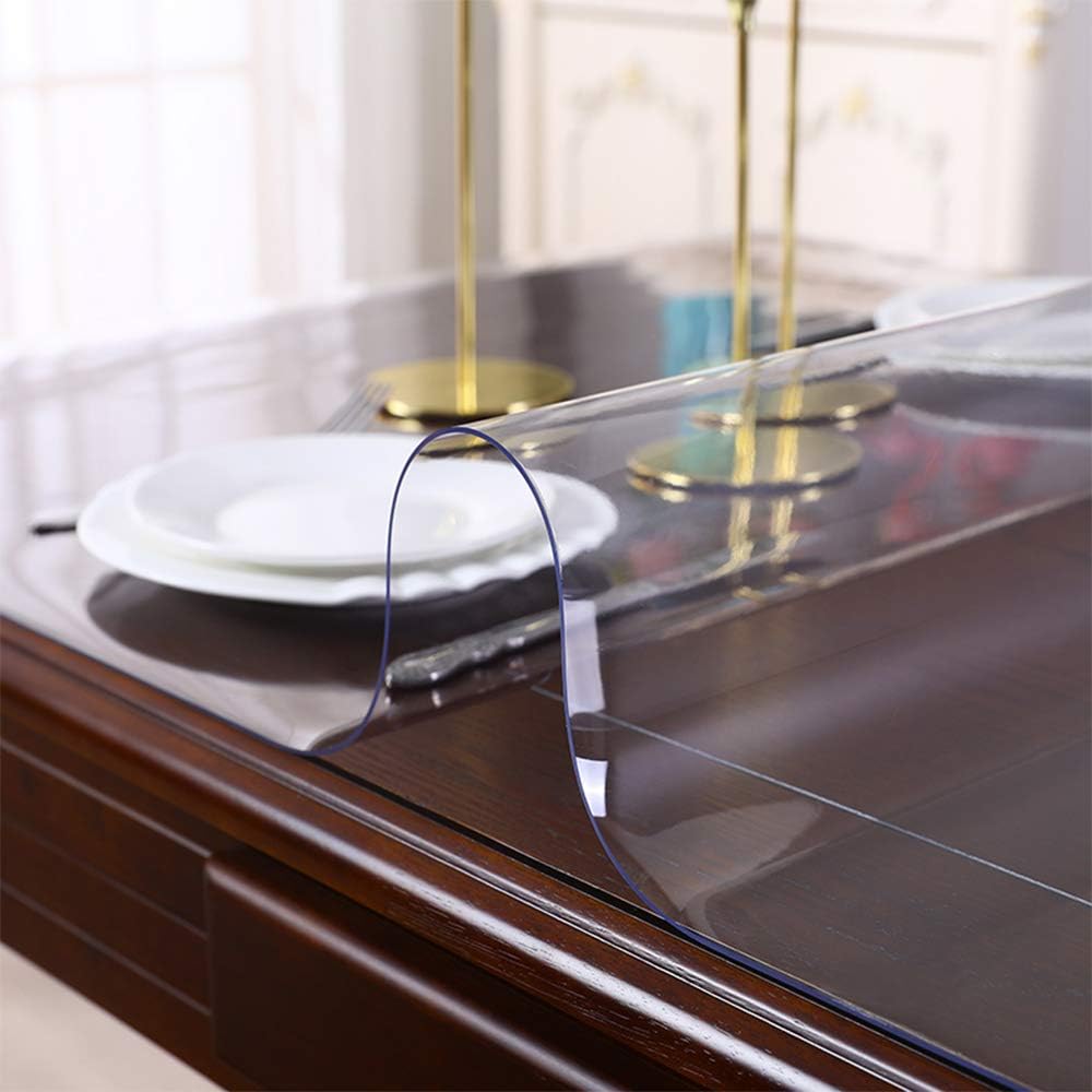 Clear PVC Table Protector Crystal Plastic Desk Cover Protector Waterproof Desk Mat on Top of Desk Vinyl Table Pad for Dining Table Writing Desk Coffee Desk Heavy Duty 17x44 Inch Heat Resistant