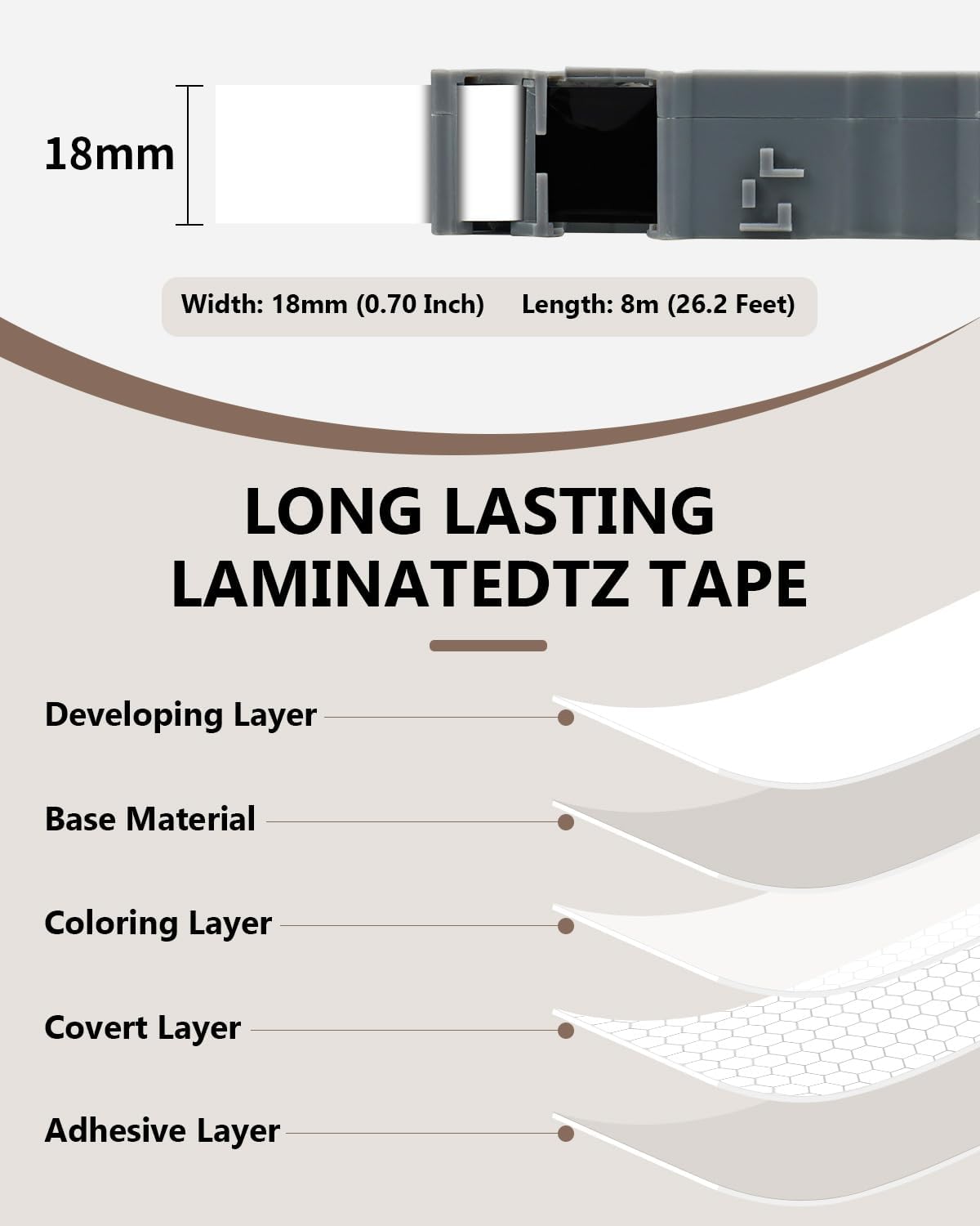 4-Pack 18mm 0.7" Laminated White Compatible for Brother Tze-241 Tze241 Tze241 Tz-241 Tz241 3/4" PTouch Tape Tze Tz 18mm 0.7 Laminated White Label Tape for PT-D400 PT-D410 PT-D600 PTD-610BT