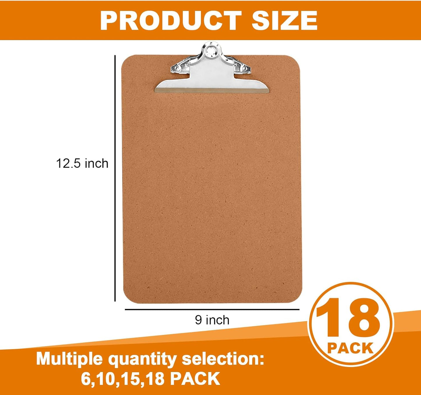 HERKKA 18 Pack Hardboard Office Clipboards - A4 Letter Size, ECO Friendly