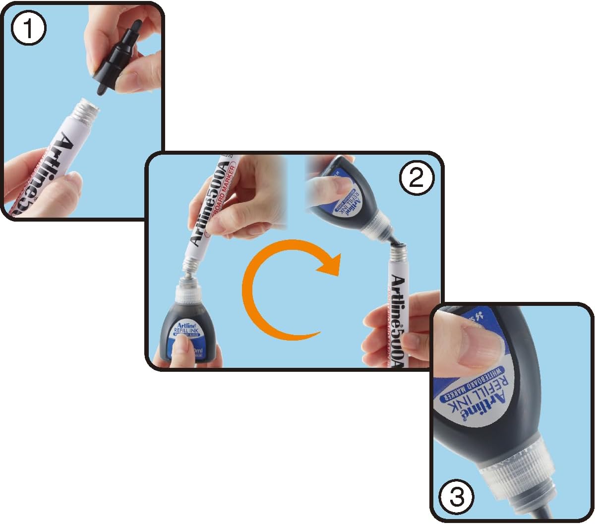 Artline Refill Ink (ESK-50A, BLACK) for Artline 5109A Big Nib Markers, Plus 500A, 509A, 550A, and 5100A Whiteboard Markers