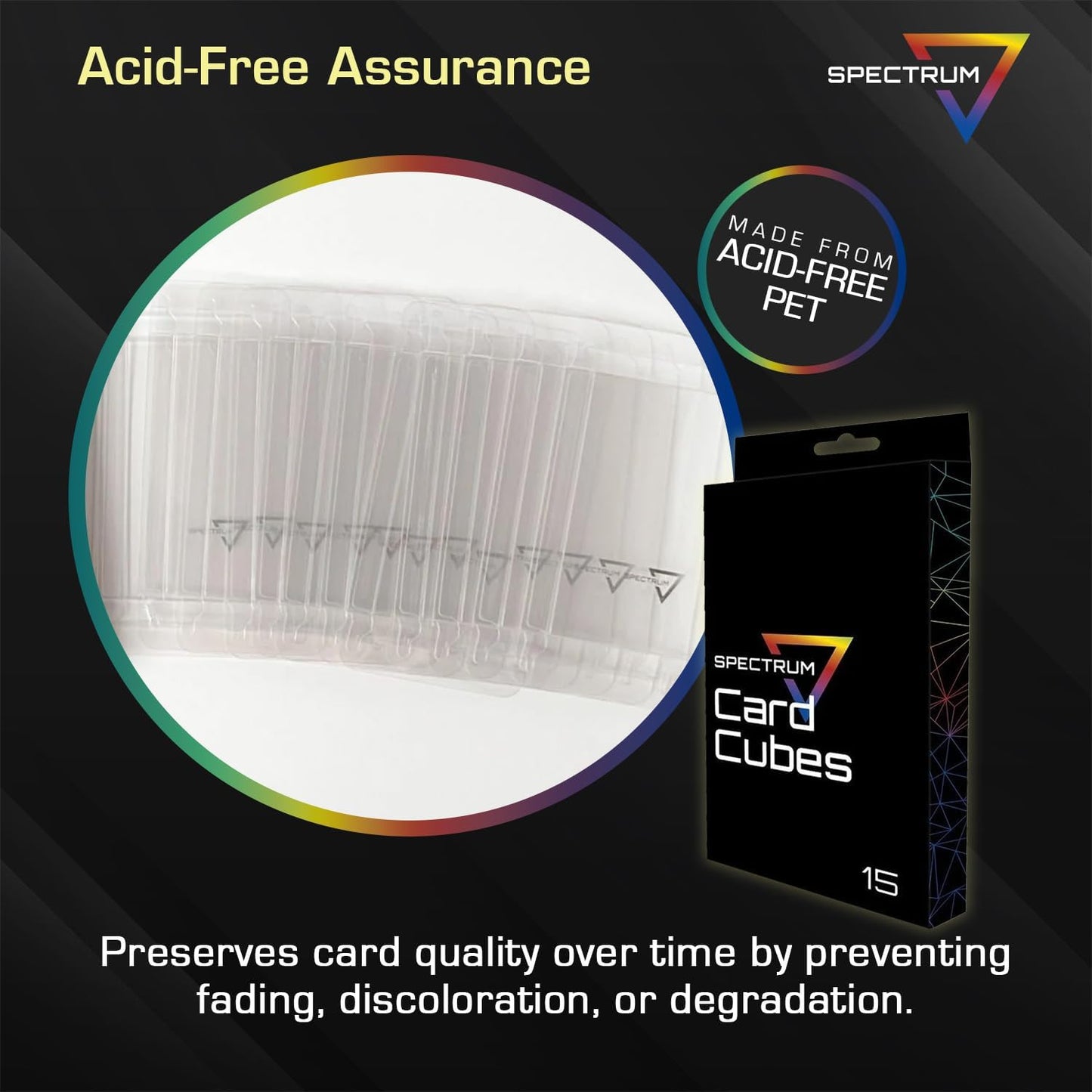 BCW Spectrum Card Cubes | Holds 15 Sleeved Cards | Crystal Clear Acrylic Storage