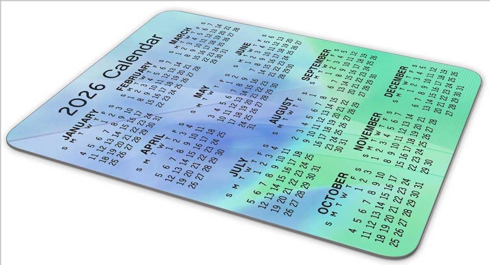Calendar Mouse Pad, 2026 Geometric Calendar Vertical Edition Gaming Mouse Mat with Custom Design, Non-Slip Rubber Base MousePads for Office Home Laptop Travel, 9.5"x7.9"x0.12" Inch