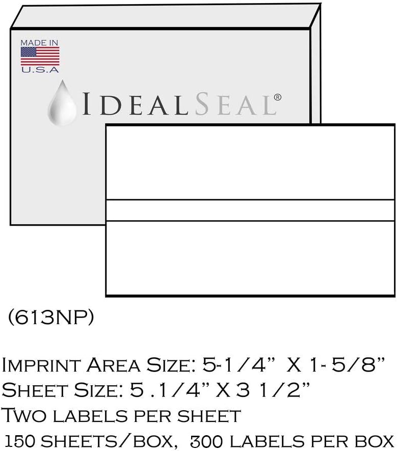 Bright White Box of 300 Double Postage Meter Tapes 5 1/4 x 3 1/2 Compatible Replacement for PB 612-0, 612-7, 612-9 & 620-9 Postage Meter Tape 05204 Two Labels Per Sheet