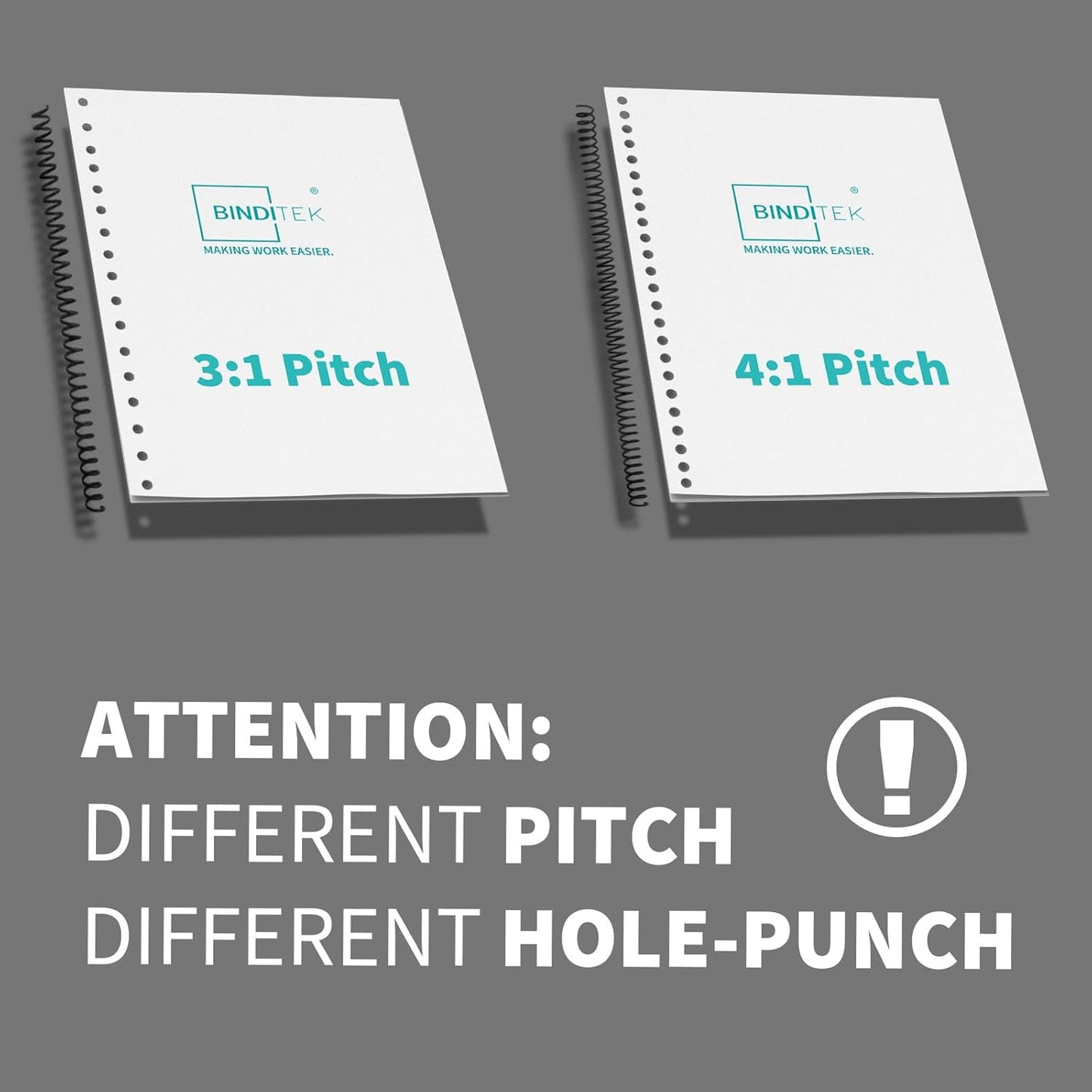 Binditek 60 Pack Plastic Spiral Binding Coils, Multi Size (8mm, 10mm, 11mm, 14mm, 16mm), 3:1 Pitch, 36-Loop, for Lettersize, for Students and Coworkers