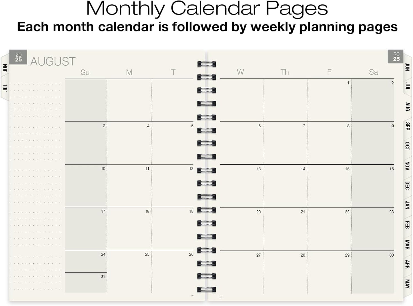 Global Printed Products Essential 8.5"x11" Monthly & Weekly 2025-2026 Planner - (8.5" x 11" - June 2025 Through July 2026)