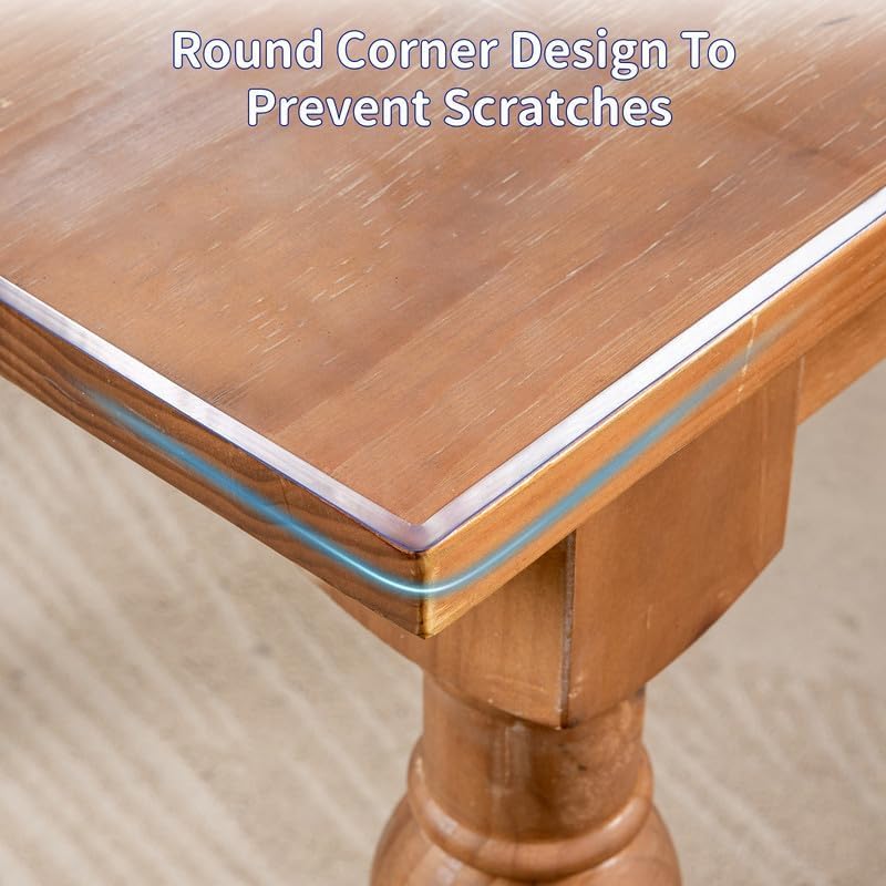 16 x 48 Inch Clear Table Cover Protector, 2mm Thick Clear Desk Mat, Plastic Table Cover, Vinyl Table Protector, Desk Mats on Top of Desks