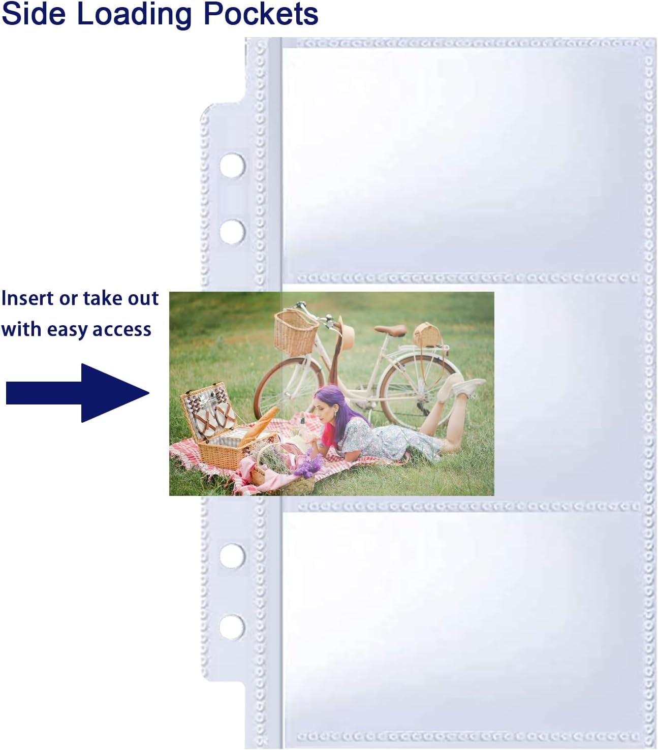 40 Pack 240 Pockets A6 Binder Business Card Sleeves, Ultra-Clear K-pop Photocard Sleeves, Double Sided 3 Pocket 6 Ring Planner Refill Pages for Business Card, Credit Card and K-pop Photocard