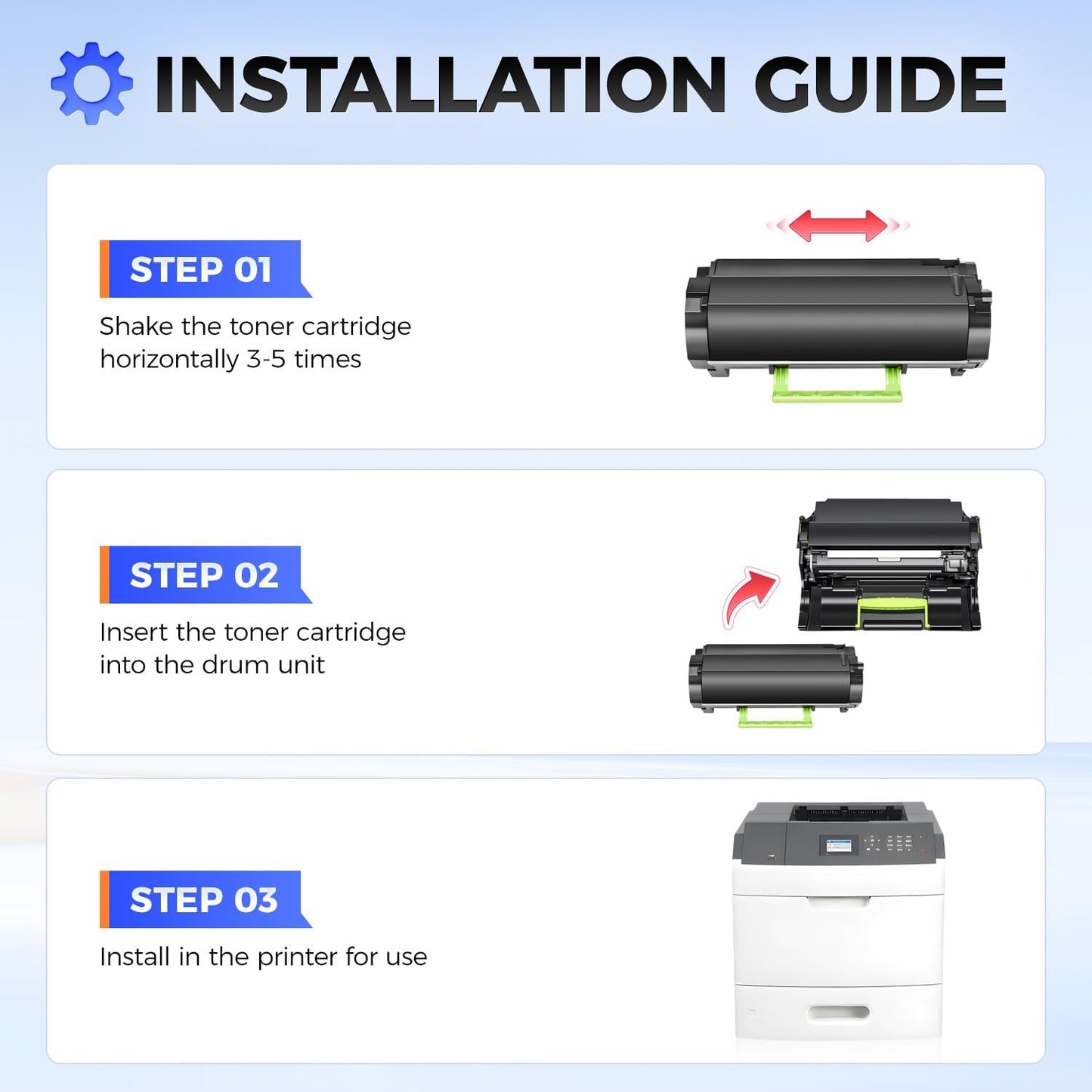 52D1H00 Toner Cartridge Black with chip 1-Pack Replacement Compatible with Lexmark MS710n MS710dn MS711dn MS810n MS810dn MS810de MS810dtn MS811n MS811dn MS811dtn MS812de MS812dn MS812dtn Laser Printer