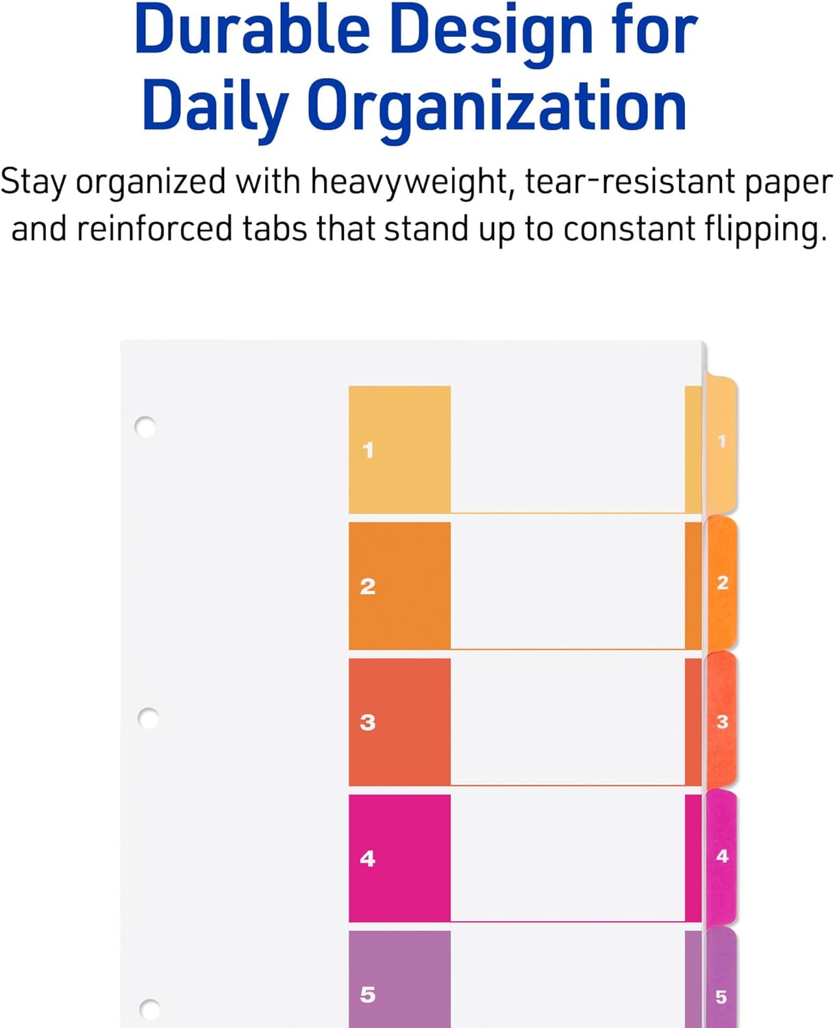 Avery Dividers for 3 Ring Binders, 5 Tabs per Set, Customizable Table of Contents, Multicolor Tabs, Great for Organizing Reports, Projects, and More (3 Sets of 11070)