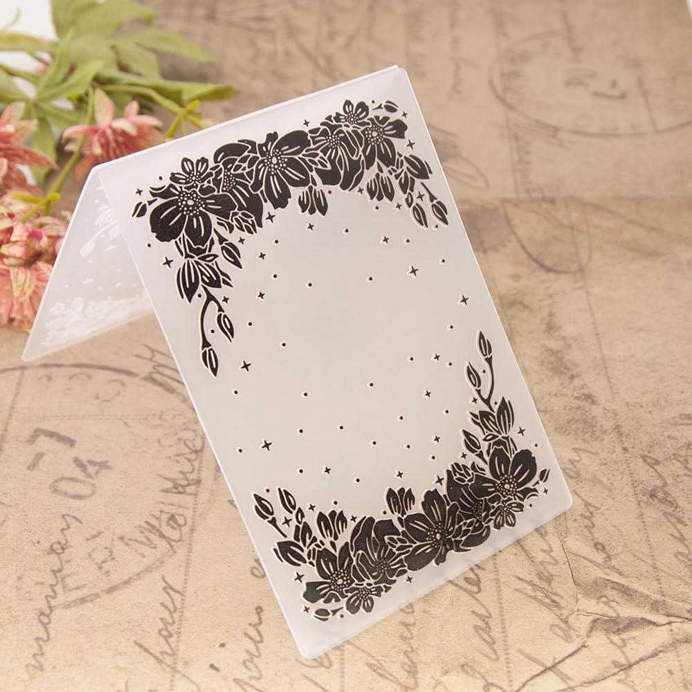 6Pcs Flower Leaf Embossing Folders DIY Craft Paper Card Embossing Template Stencil Paper Card Decorating Mold Plastic Embossing Machine Template for Card Making Scrapbooking Photo Album Decoration