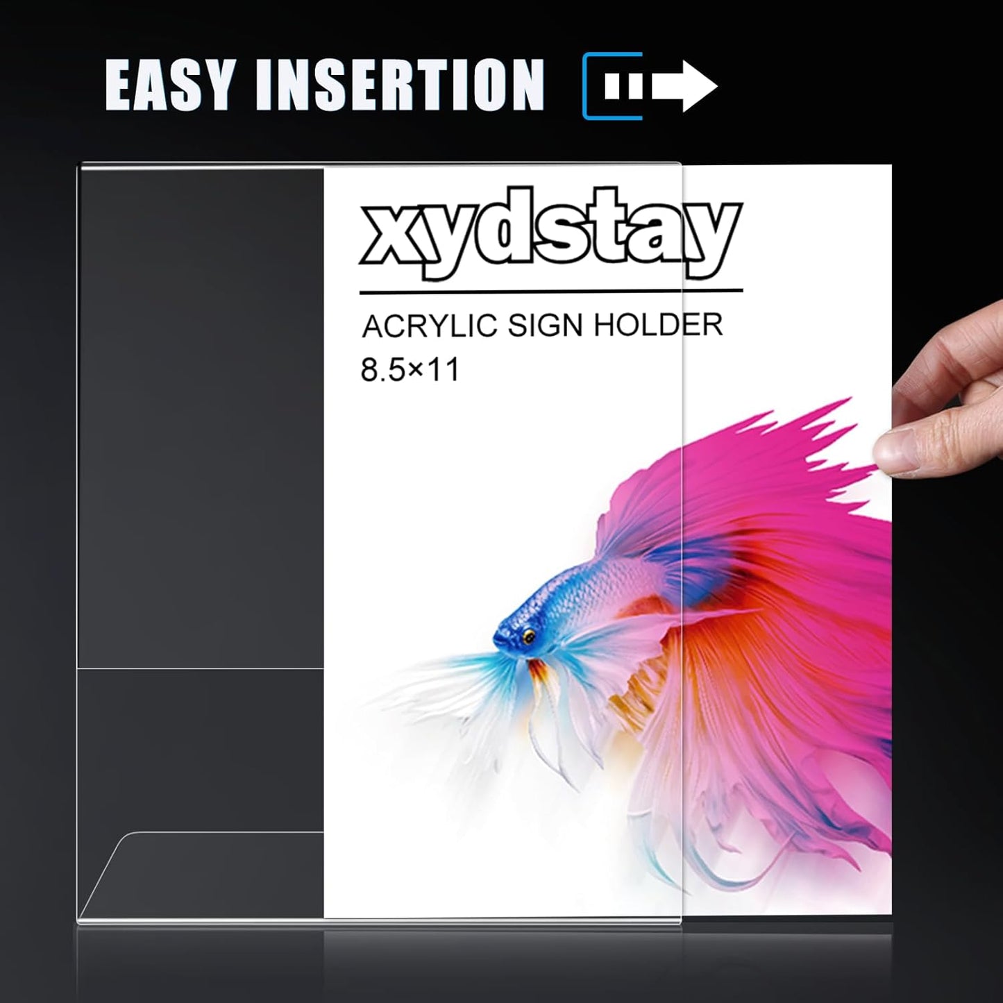 3 pack 8.5x11 Acrylic Sign Holder for Picture Frames, L Shape Clear Plastic, Plastic Sign Holder,Menu Holder, Unbreakable Table Sign Holder for Restaurant, Office, School, Store and Home Use