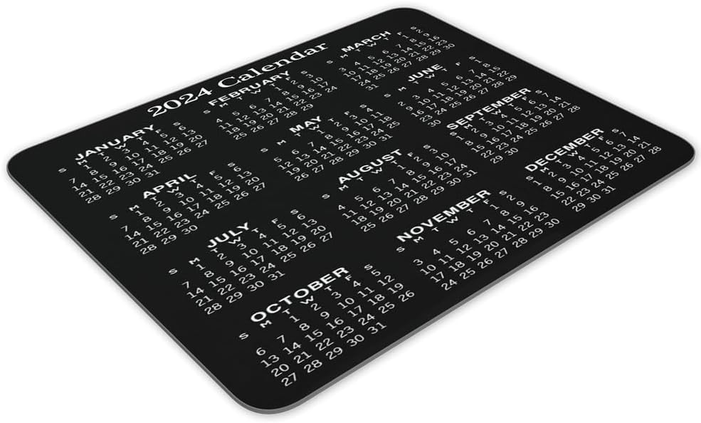 Calendar Mouse pad, Natural Rubber Mouse Pad, Quality Creative Gaming Rectangle Mouse Personalized Desk Mouse Pad 9.5 inch x 7.9 inch (2024 Calendar)