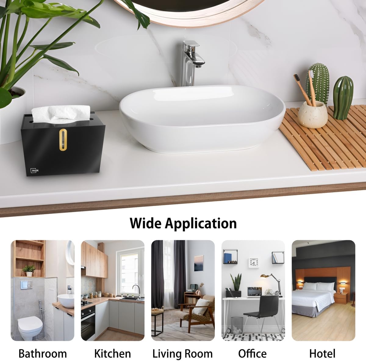 H4N Multifold Hand Paper Towel Dispenser Countertop, Compact Design, Single Sheet Dispensing for Home and Commercial Use, Black