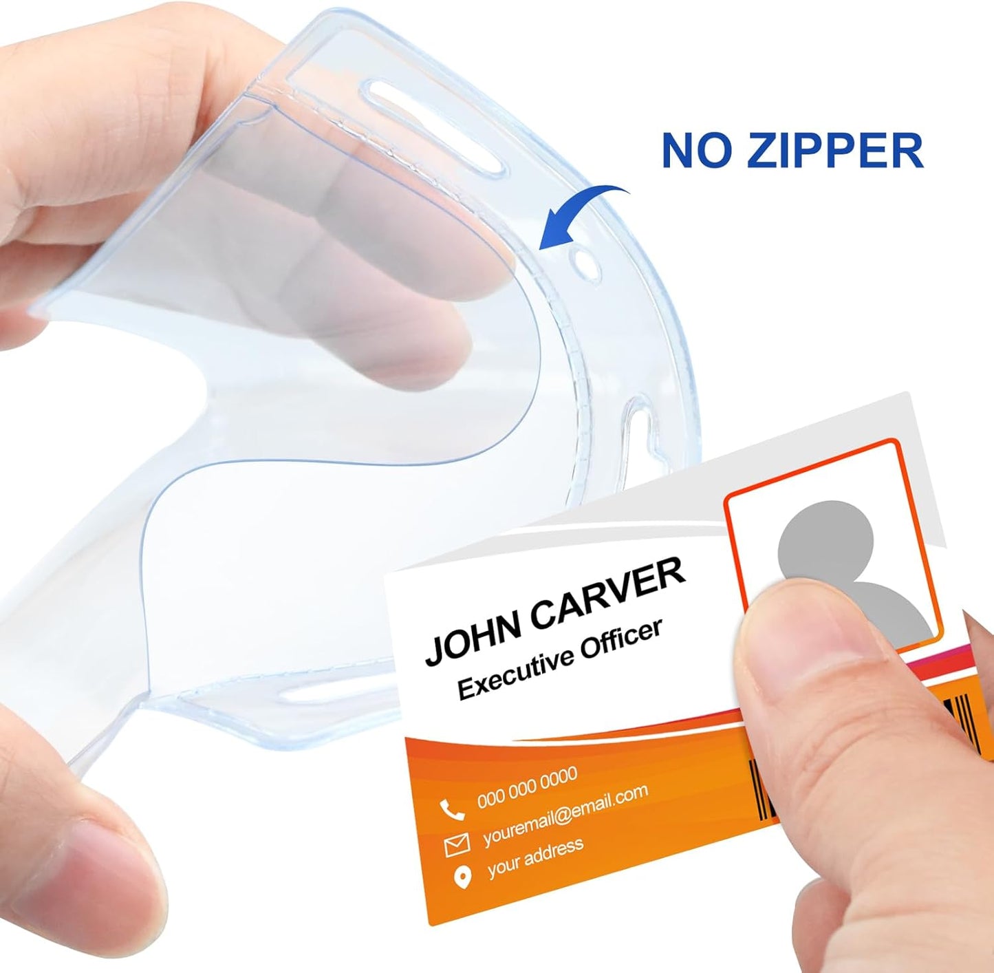 200 Pcs Card Protector ID Name Badge Holder 4 x 3 Inches Clear Plastic Horizontal No Zipper ID Card Holder