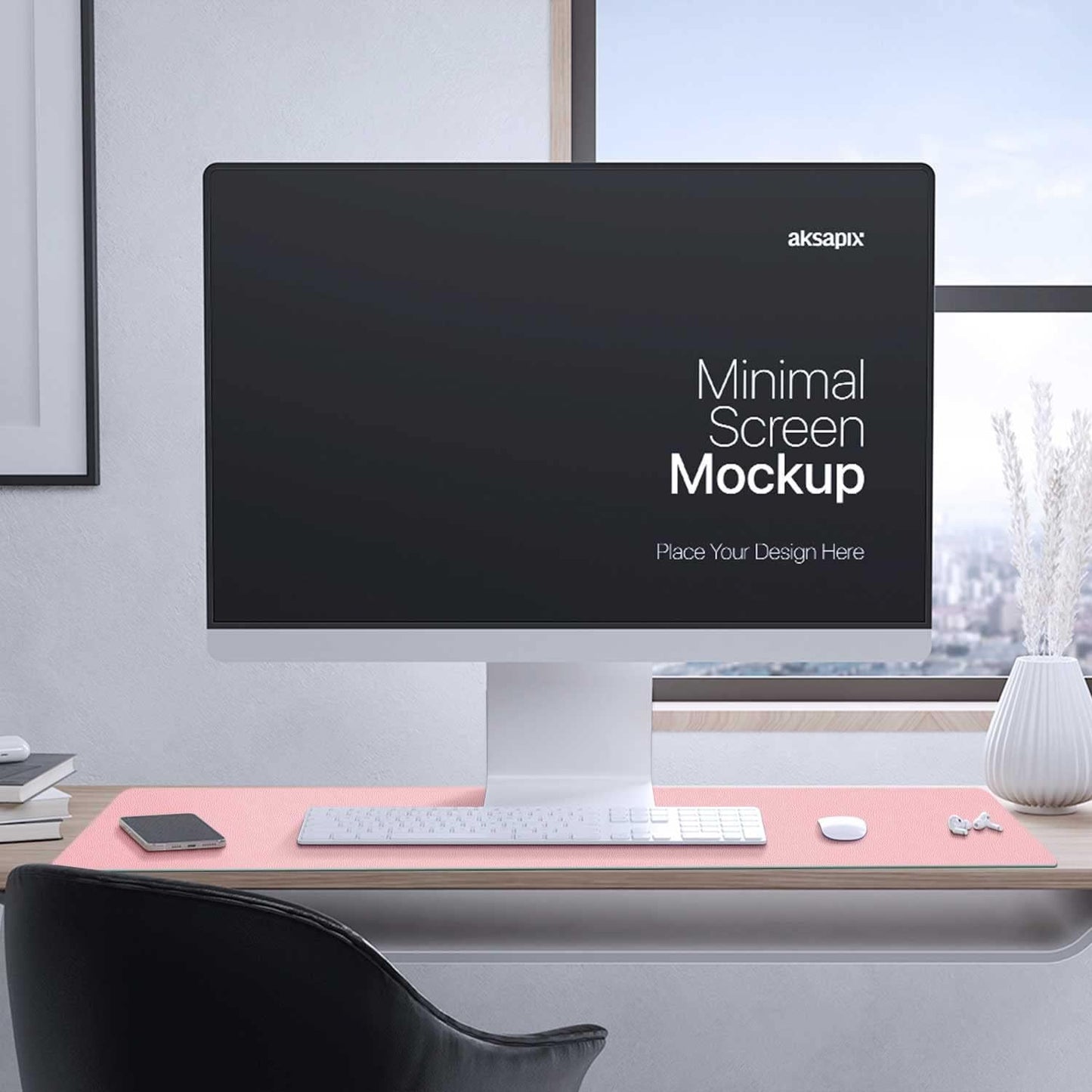 Aothia Double-Sided PU Leather Desk Pad - Non-Slip Large Mouse Pad & Desk Mat for Office, Home - Waterproof, Easy to Clean, Durable Dual-Sided Surface (23.6"x13.7", Pink)