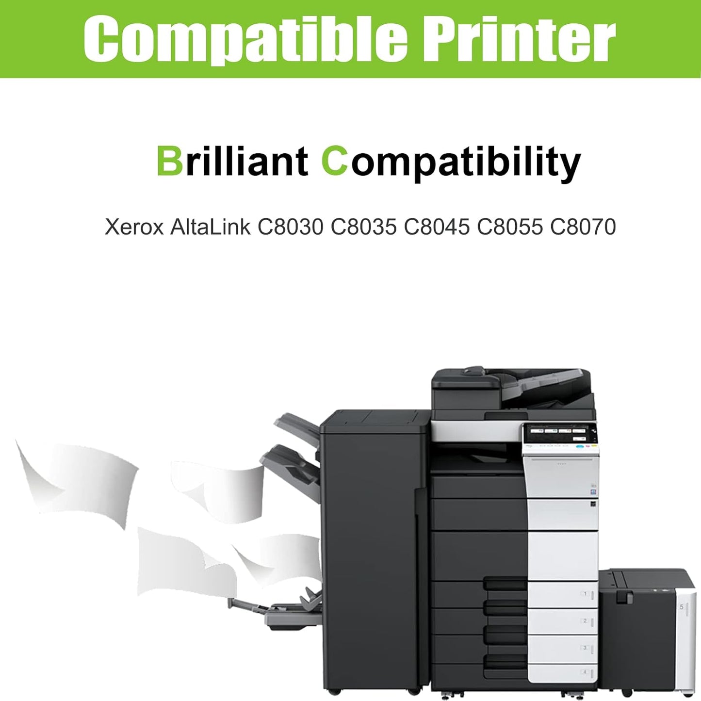 C8030 Toner for Altalink C8035 Toner Cartridge C8045 Toner Replacement for Xerox AltaLink C8030 C8035 C8045 C8055 C8070 Toner Compatible 006R01697 006R01698 006R01699 006R01700 Toner Cartridge