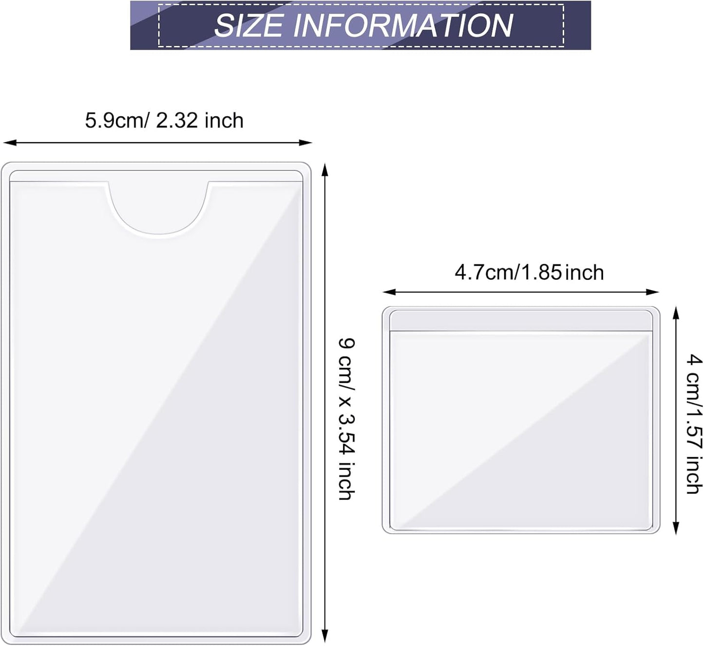 100 Self-adhesive Index Card Holder for Business Cards, Clear Plastic Sticky Labels Holders for Storage Bins Toy Bins Scrapbooks, Organize and Protect Cards Photos Labels (2.32 x 3.54'', 1.85 x1.57'')