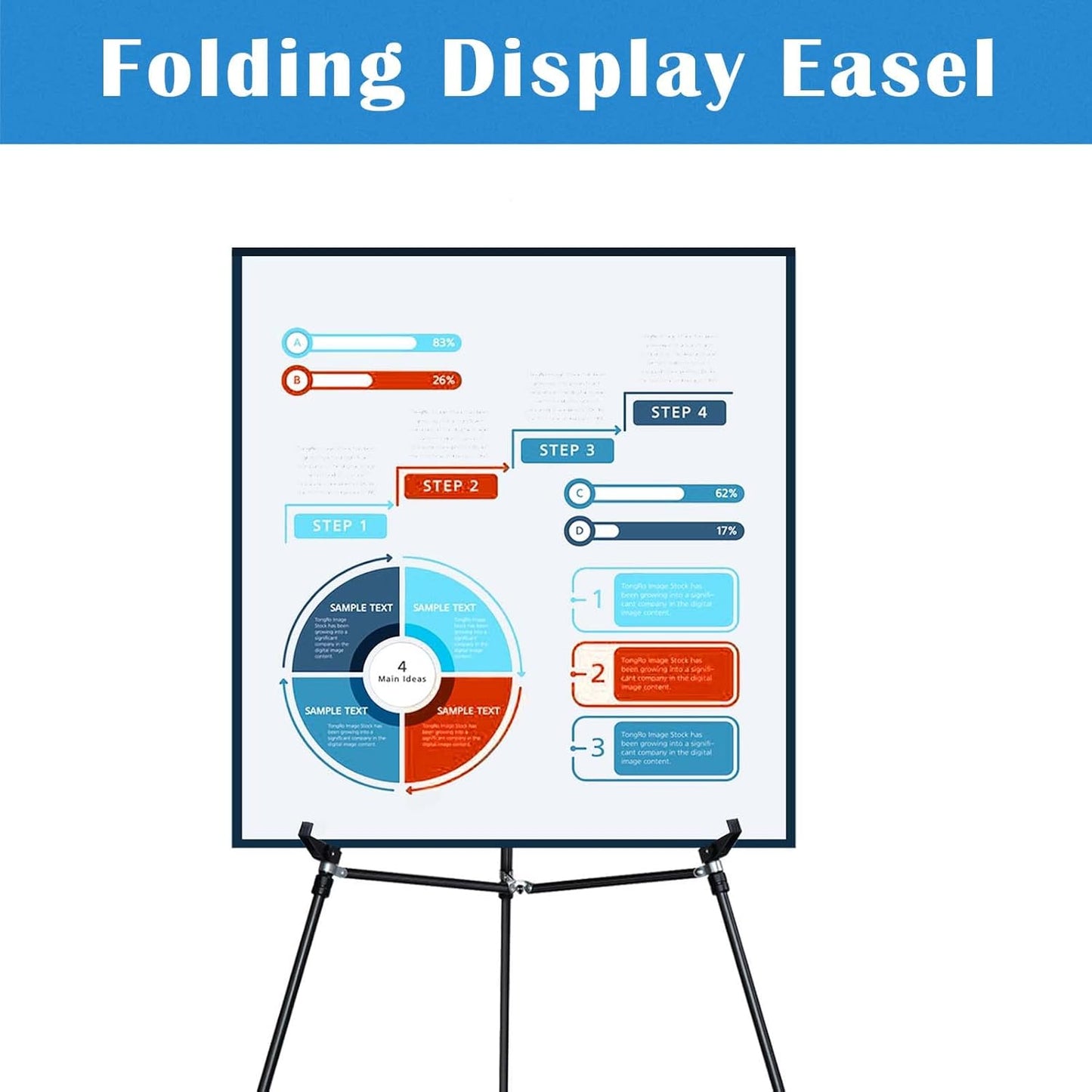 Falling in Art 66" High Black Aluminum Display Easel Stand, Large Adjustable Height Presentation Stand, Portable Tripod Holding Signs, Posters, and Whiteboards Up to 25lbs