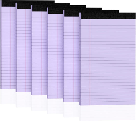 6pcs Small Note Pads, Purple Notepads 5x8 College Ruled Notebook, Writing Pads 5 x 8, Legal Pads, Memo Pad Paper Perforate Narrow Ruled Notebooks for Work, School, Office,30 Sheets/Pack