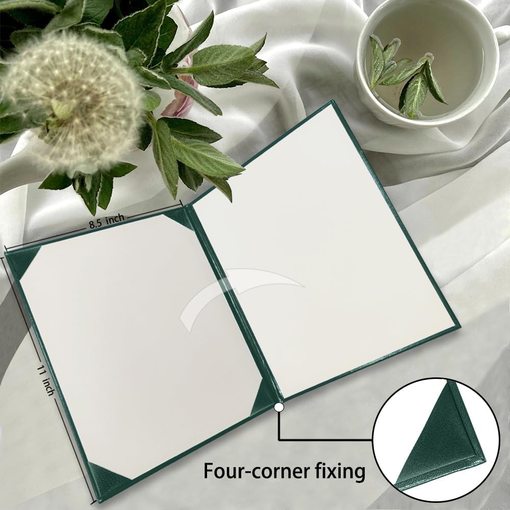 Certificate Holders 8.5"x11" Graduation Diploma Cover Document Leather Folders,Forest Green-2 Pack
