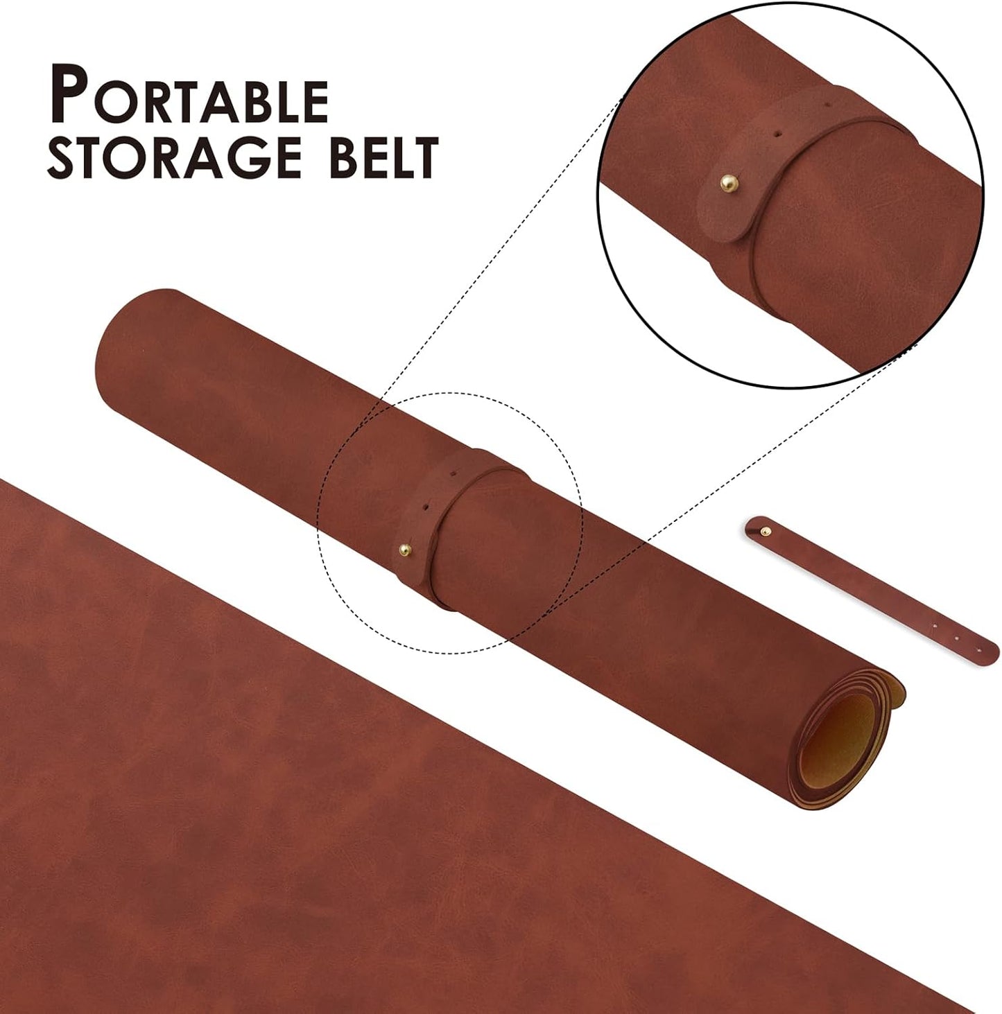 Distressed Leather Desk Mat - Non-Slip PU Desk Pad for Office and Home - Desk Organization and Accessories - Ideal for Large Mouse Pad and Desk Mats on Top of Desks(Mahogany,31.5"x 15.7")