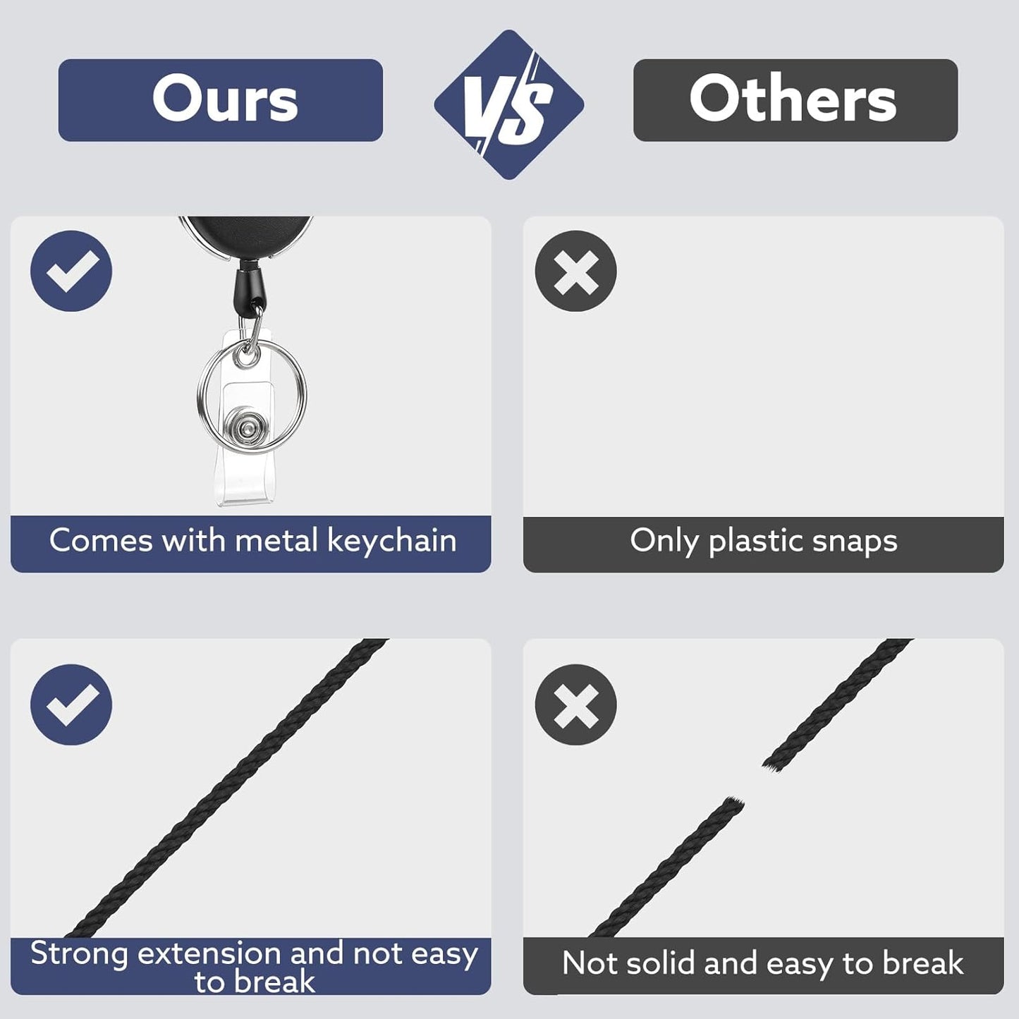 80 Pack Badge Reels Retractable ID Badge Holder with Carabiner Heavy Duty Badge Reel Clip and Key Chain for Work Office