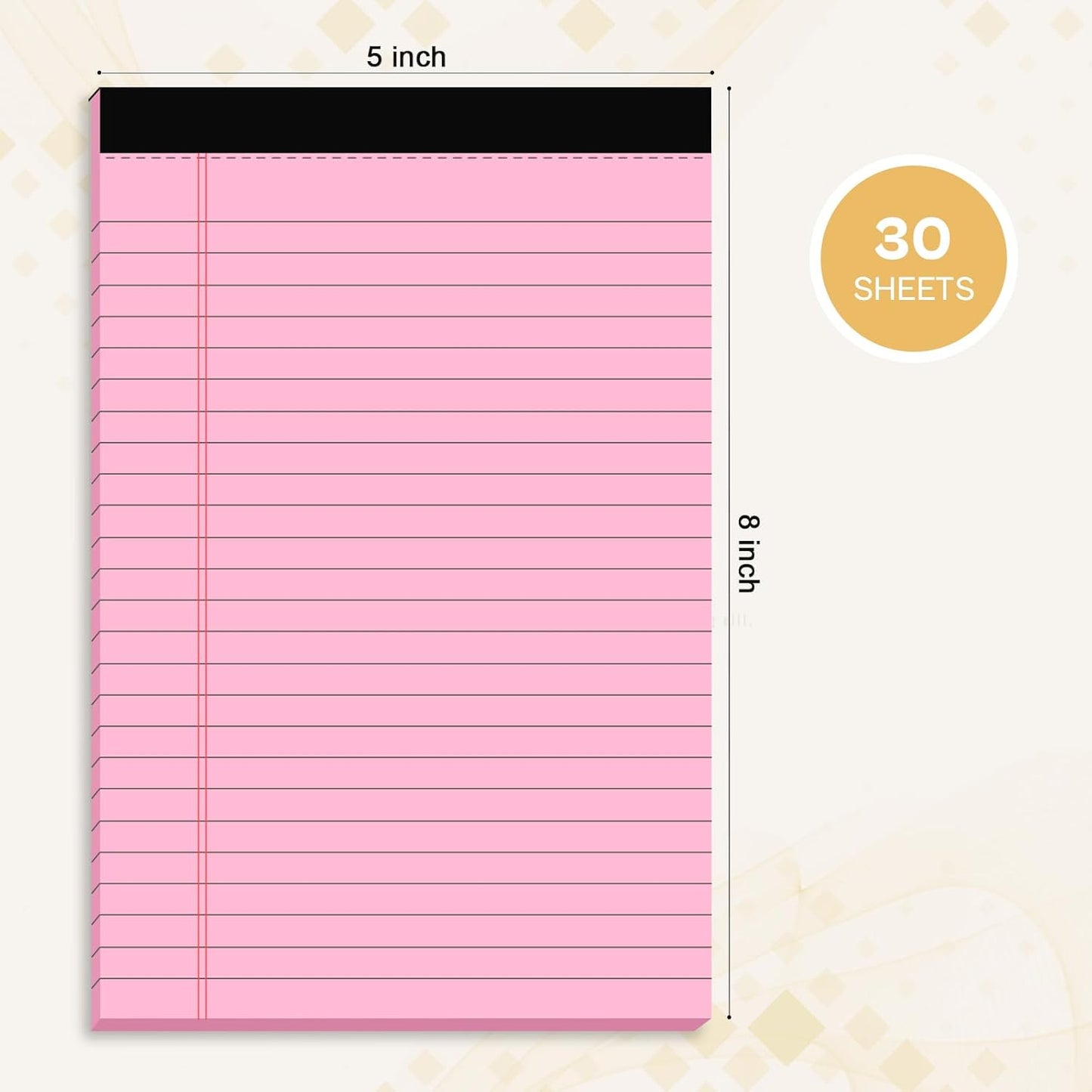 360 Sheets Pink Note Pads 5" x 8" Pack of 12 Small Legal Pads College Ruled Lined Paper with Micro-Perforated Writing Notebook 30 Sheets per Pad Small Notepad for School, Office & Home Supplies