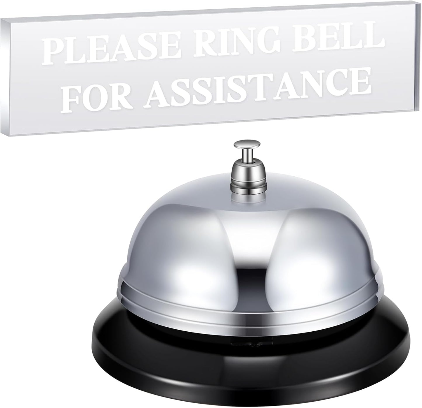 Desk Bell for Service and Please Ring Sign 2" x 8" Acrylic No Receptionist Sign Call Ring Bell for Office Hotel Restaurant Counter Reception Area