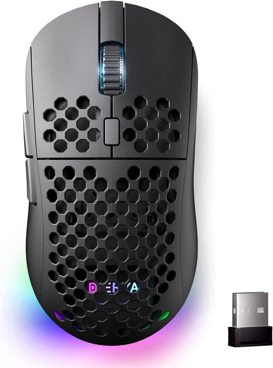 DIERYA M1 Wireless Gaming Mouse, 24000DPI, 180Hrs Battery, 16.8M RGB, 6 Programmable Buttons, Lightweight, Tri-Mode (2.4G/BT5.2/USB-C) for PC/Mac/Laptop - Black