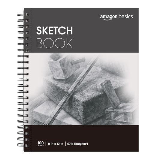 Amazon Basics Sketch Pad for Artists, 67 lb. / 100 gsm, 100 Sheets, 9"x12", White