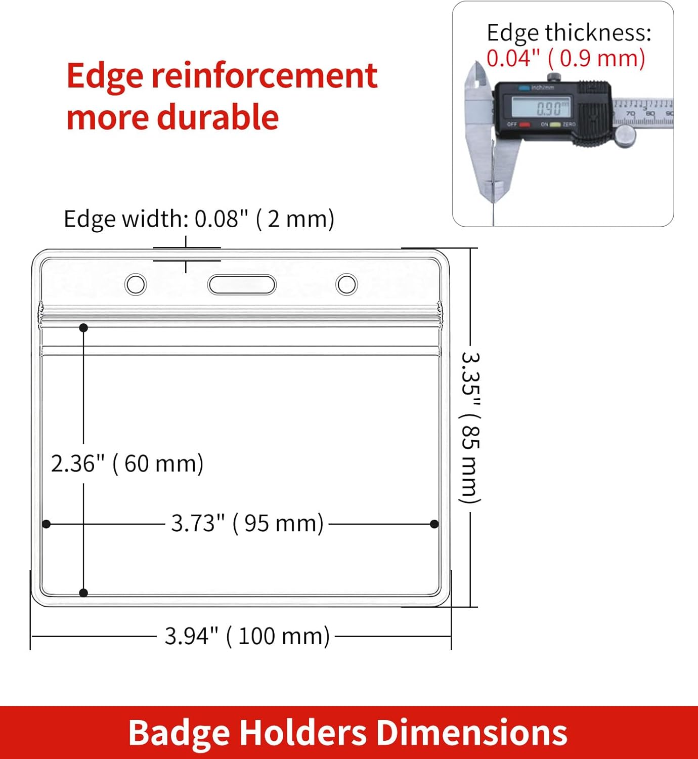 50 Pack Horizontal Clear Name ID Badge Holder for Lanyards