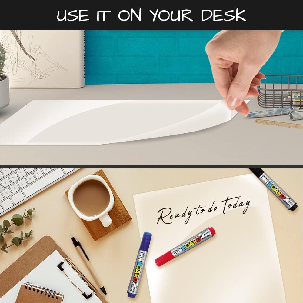 Clear Adhesive Sheets Roll on Wall 18 x 78Inch (6.5 Ft), Includes 3 Dry Erase Markers, Bulletin Board Paper, Clear Adhesive Vinyl Sheets, Transparent Contact Paper, Peel and Stick Film by HA SHI