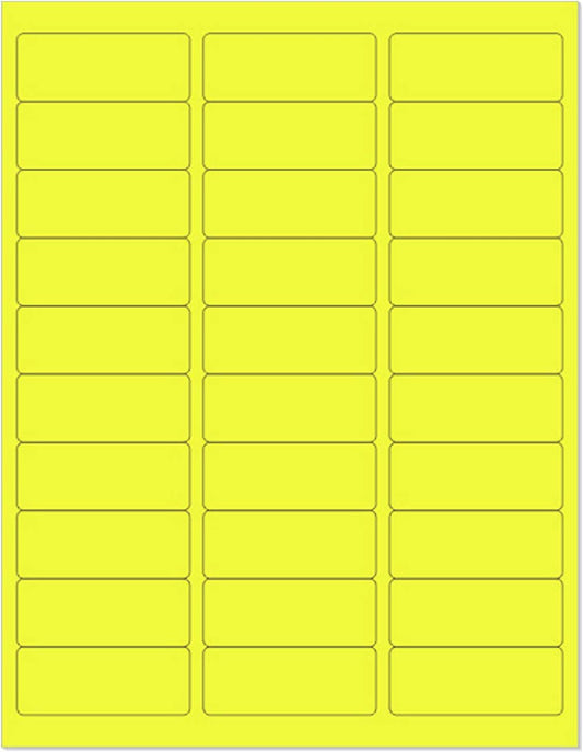 8-1/2 x 11" Neon Color High Light Fluorescent Labels for Laser & Inkjet Printer (Yellow Fluorescent, 1" x 2-5/8" - 30 Per Page | 30,000 Labels)